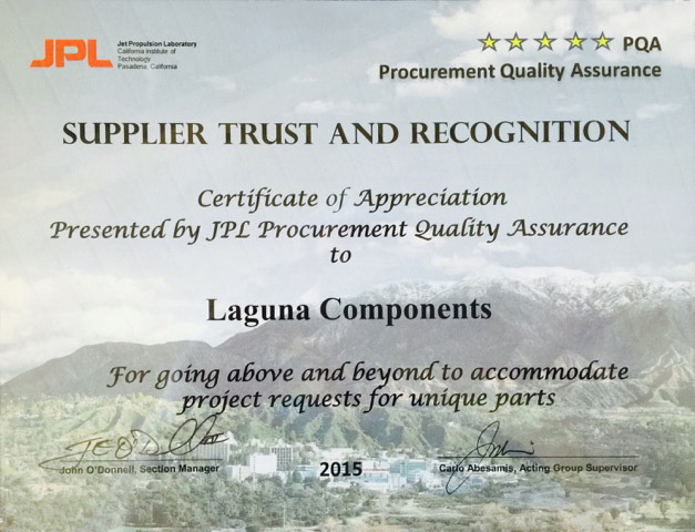 JPL Award Certificate